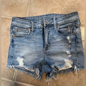 AE high-rise shortie denim shorts